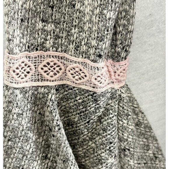 MAUVE Women Open Front Sweater Size M Gray Pink Lace Bell Sleeves Casual 21-6 - Picture 4 of 12